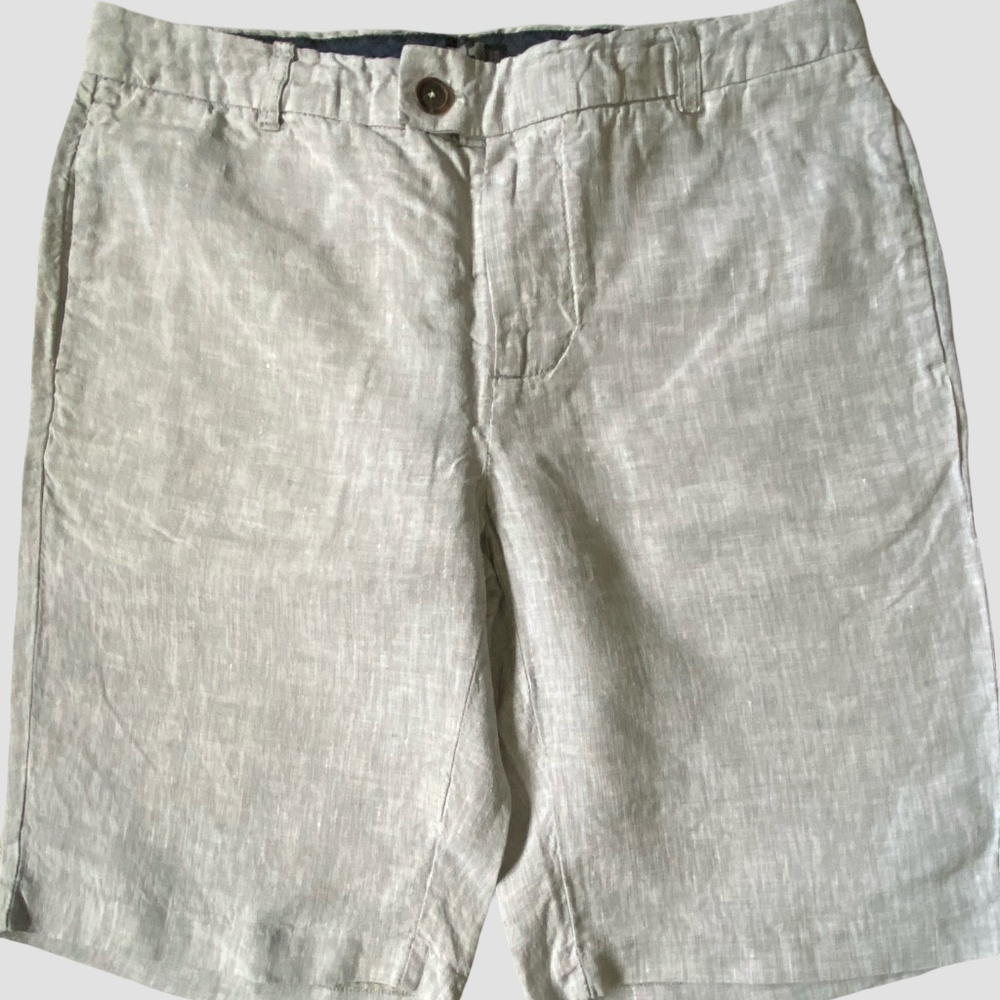Le 31 Simons Mens Light Grey Linen Boston Fit Coastal Beach Vacation Short-Sz-32